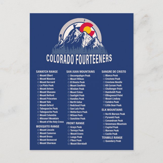 Cartão Postal Colorado 14ers Fourteeners Mountain Escalbing (Frente)