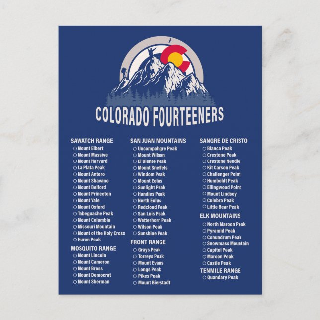 Cartão Postal Colorado 14ers Fourteeners Mountain Escalbing (Frente)