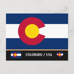 Cartão Postal Colorado Flag & Colorado State USA/America