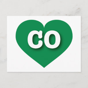 Cartão Postal Colorado Green Heart - Eu amo CO