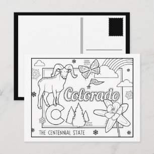 Cartão Postal colorado me colore colagem