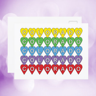 Cartão Postal Colorado US Hearts Colorful