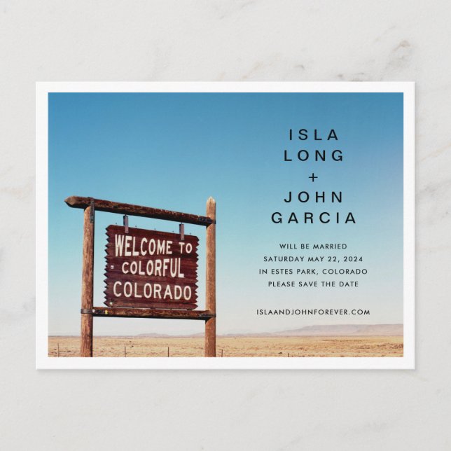 Cartão Postal Colorado Wedding Salve a Data (Frente)