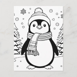 Cartão Postal Colore A Sua Própria! Cartão-postal do Pinguim Inv