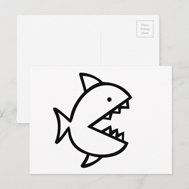 Cartão Postal Colore o seu peixe com dentes (Frente/Verso)