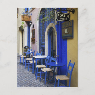 Cartão Postal Colorful Blue doorway and siding to old hotel in
