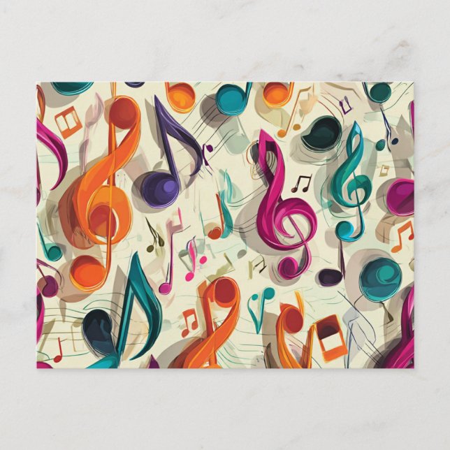 Cartão Postal Colorful Music Pattern (Frente)
