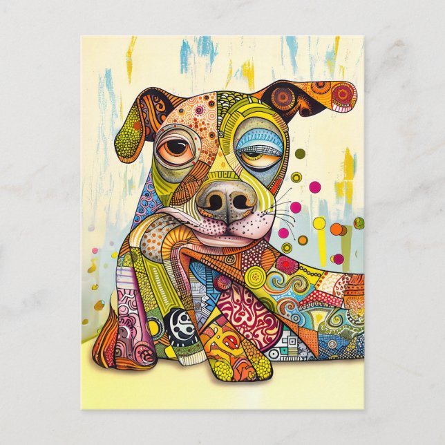 Cartão Postal Colorful Pop-Art Dog Face (Frente)