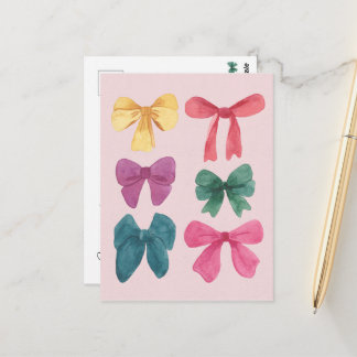 Cartão Postal Colorful Watercolor Bows Postcard