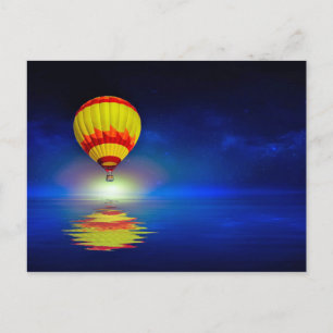Cartão Postal Colorida Amarelo Amarelo Balão de Ar Quente Aqueci