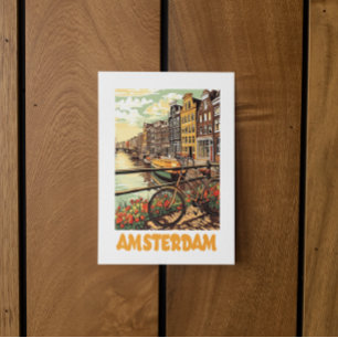 Cartão Postal Colorida Amsterdã Antiga Holanda Cidade do Canal 