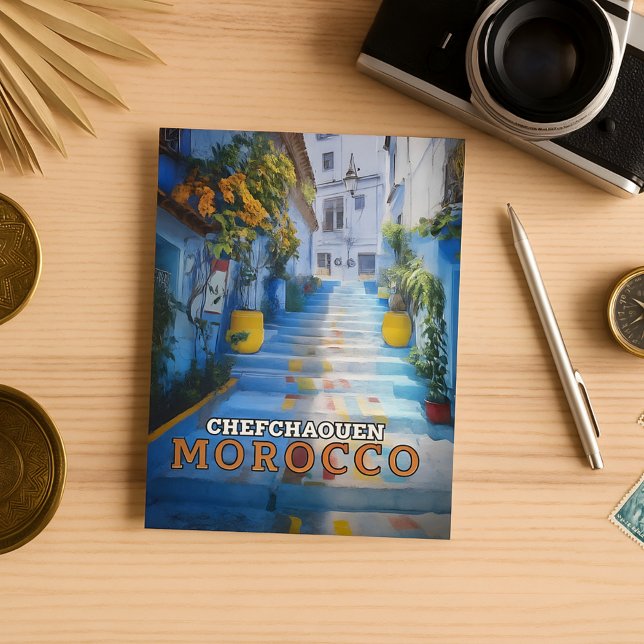 Cartão Postal Colorida Blue Chefchaouen Marrocos Medina (Criador carregado)