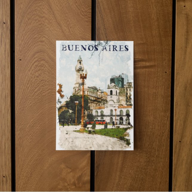 Cartão Postal Colorida Buenos Aires Argentina Skyline (argentina buenos aires plaza postcard)