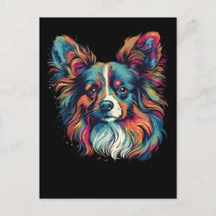 Cartão Postal Colorida cão Papillon