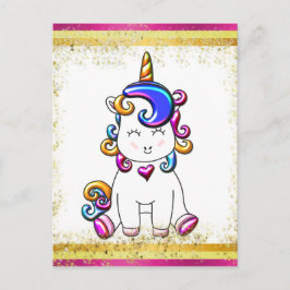 Cartão Postal Colorida Colorida Colorida Rosa Unicórnio