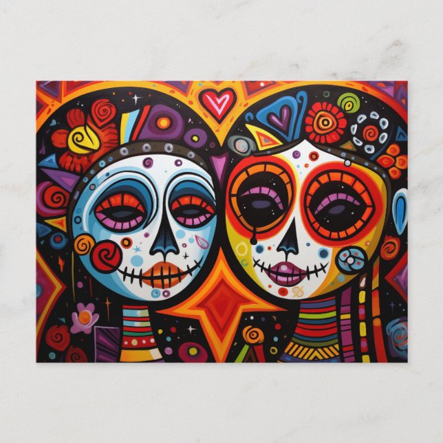Cartão Postal Colorida 💀 Día de Muertos (Frente)
