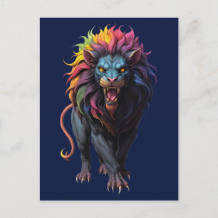 Cartão Postal Colorida Fantasy Art a Lion