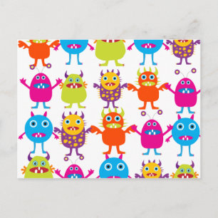 Cartão Postal Colorida Funny Monster Party Creatures Bash