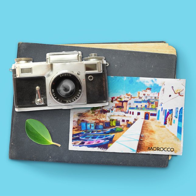 Cartão Postal Colorida Marrocos Viagem Watercolor (morocco vintage travel postcard)