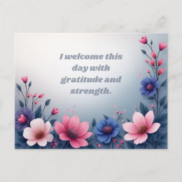 Cartão Postal Colorida Motivação Floral Gratidão e Força