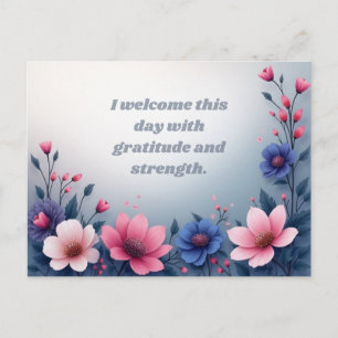 Cartão Postal Colorida Motivação Floral Gratidão e Força