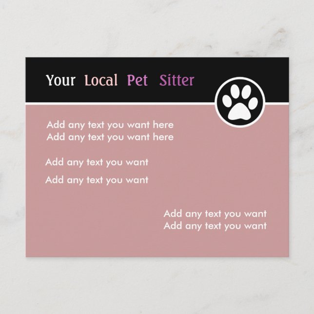 Cartão Postal Colorida Pet Sitter (Frente)