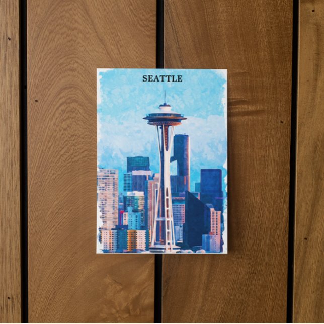 Cartão Postal Colorida Seattle Washington Cityscape (Seattle USA postcard)