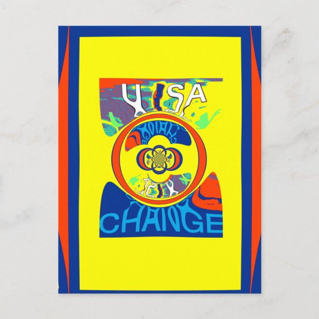 Cartão Postal Colorida USA Change: Uma Design festiva (Frente)