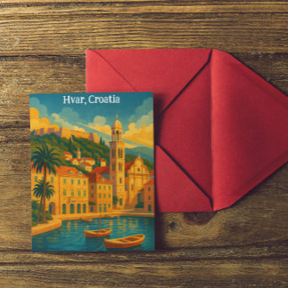 Cartão Postal Colorida Viagens vintage Hvar Croácia