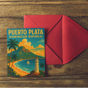 Cartão Postal Colorida Vintage Puerto Plata República Dominicana
