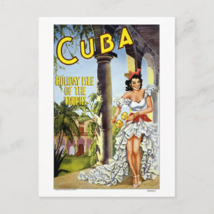 Cartão Postal Colorida Vintage Visite o Dançarino de Cuba