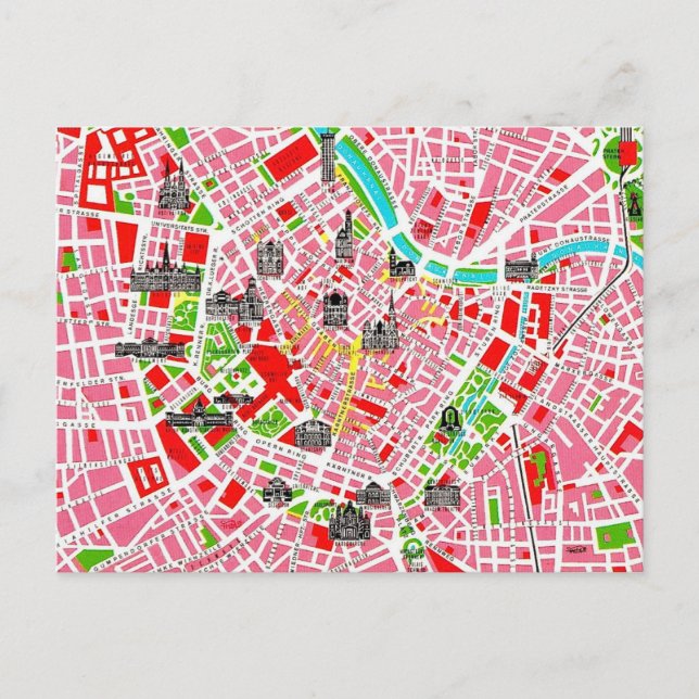 Cartão Postal Colorido Antigo de Viena (Frente)