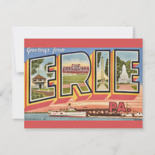 Cartão Postal Colorido Antigo Erie PA