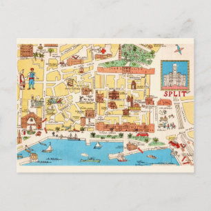 Cartão postal colorido da Croácia Split