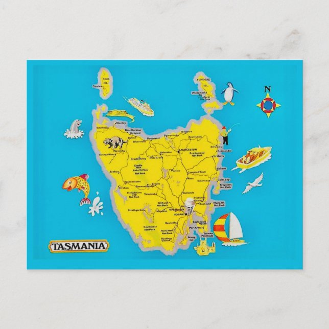 Cartão Postal Colorido da Tasmânia (Frente)