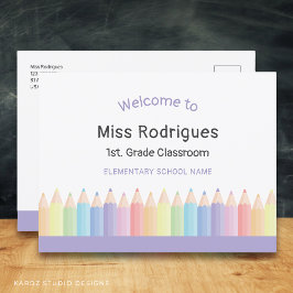 Cartão Postal Colorido de Boas-Vindas ao Professor