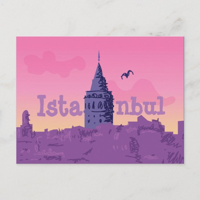 Cartão postal colorido de Istambul (Frente)