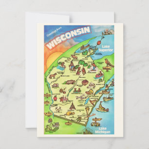 Cartão postal colorido de Wisconsin