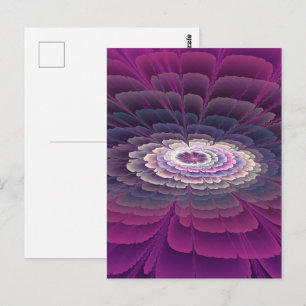 Cartão Postal Colorido Floral Abstrato Arte Fractal Rosa Marcant