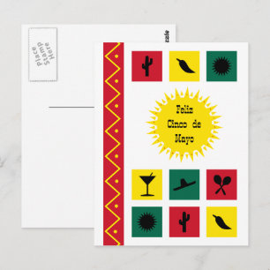 Cartão postal colorido inspirado no Cinco de Mayo 