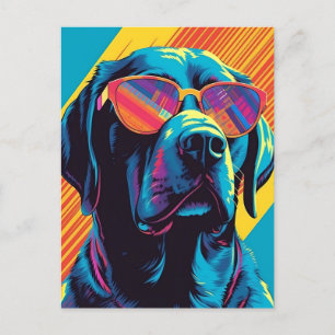 Cartão Postal Colorido Labrador com óculos de sol