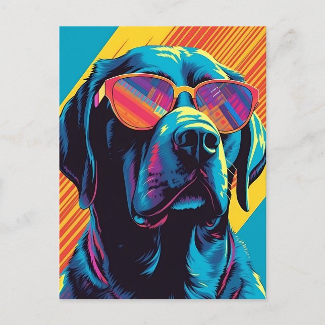 Cartão Postal Colorido Labrador com óculos de sol (Frente)