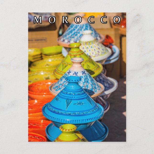 Cartão Postal Colorido Marrocos Marrakesh Tajin Pottery (Frente)