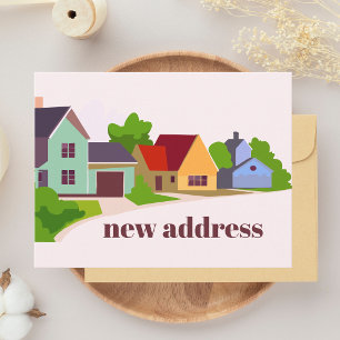 Cartão Postal Colorido Moderno Nova Casa Novo Endereço Mudança