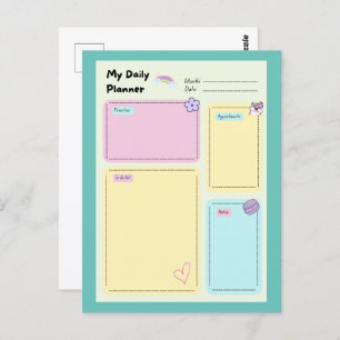 Cartão Postal Colorido Pastel Kawaii - Folha Diária