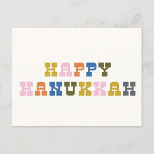 Cartão Postal Colorido Retro Western Simples Feriado Hanukkah 