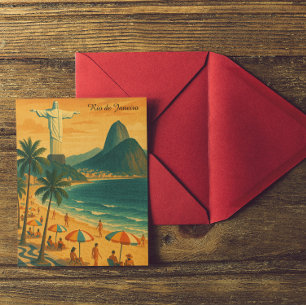 Cartão Postal Colorido Rio de Janeiro Brasil Copacabana Beach