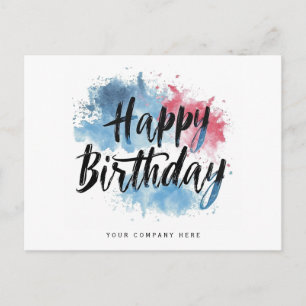 Cartão Postal Colorido Splash Feliz Aniversário Negócios