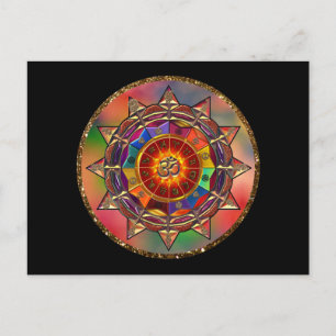 Cartão postal Colorido Sun Mandala Simbólico