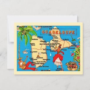 Cartão postal colorido vintage de Guadeloupe